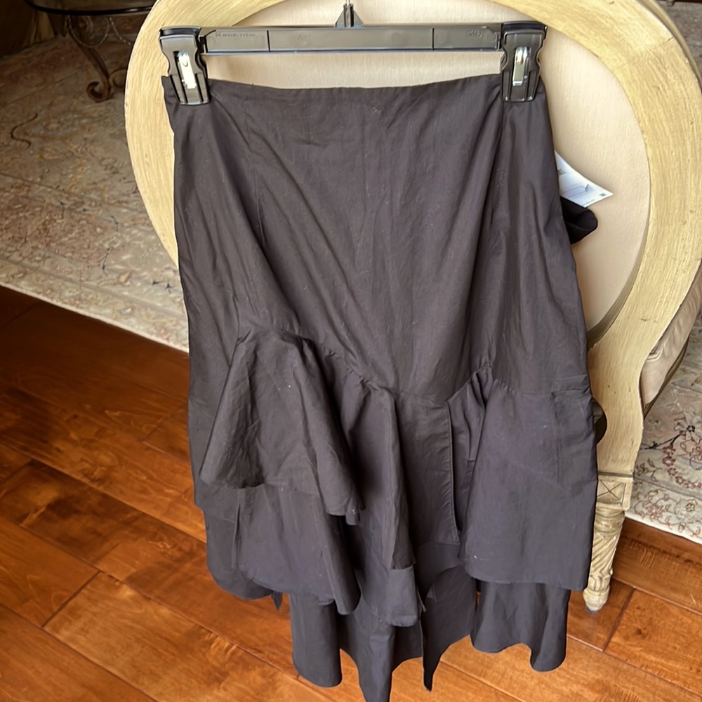 NWT- Zara Basic Collection-Black Midi Skirt with Ruffles at Midpoint of Skirt - Picture 17 of 17
